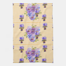 Shabby chic Gult Pansy Blommigt Kitchen Tea Towel Kökshandduk