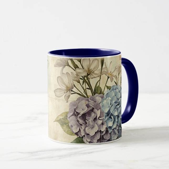 Shabby Chic Hortensior och Trollslända Mugg (Framsida höger)