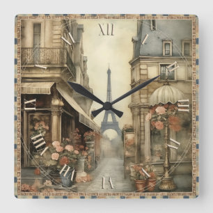 shabby chic i Paris Fyrkantig Klocka