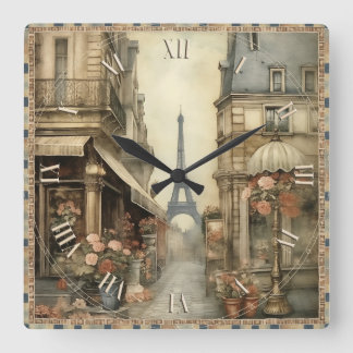 shabby chic i Paris Fyrkantig Klocka