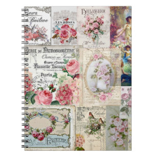 Shabby chic kollage,land-sektorian,decoupage anteckningsbok
