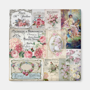 Shabby chic kollage,land-sektorian,decoupage magnet