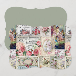 Shabby chic kollage,land sektoriansk,decoupage, b spara datumet