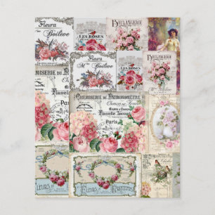 Shabby chic kollage,land sektoriansk,decoupage,mo flygblad