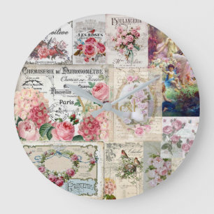 Shabby chic kollage,land sektoriansk,decoupage,mo stor klocka