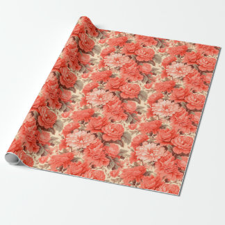 Shabby chic korallblommor presentpapper