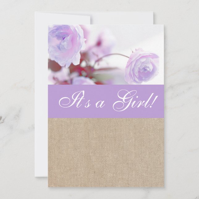 Shabby chic Lavender Peony Burlap Baby Shower Inbjudningar (Framsida)