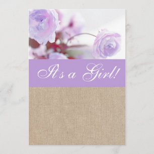 Shabby chic Lavender Peony Burlap Baby Shower Inbjudningar
