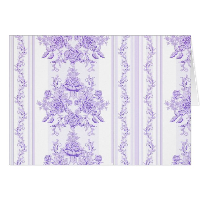 Shabby chic,lavender,toile,mönster,blommigt,Victor OBS Kort (Framsidan Horizontal)
