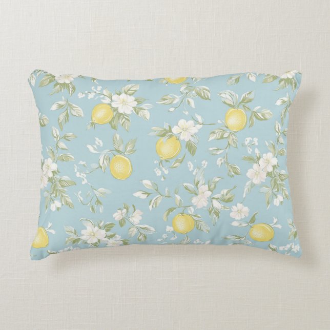 Shabby Chic Lemon Floral Series Design #5 Prydnadskudde (Framsidan)
