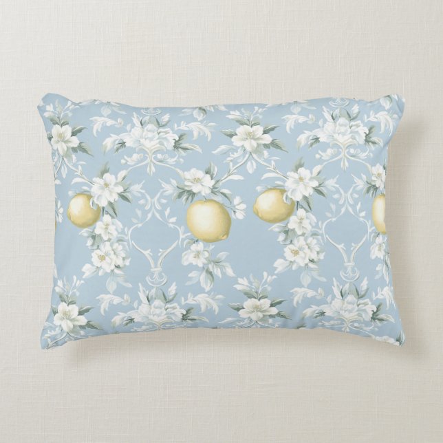 Shabby Chic Lemon Floral Series Design #8 Prydnadskudde (Framsidan)