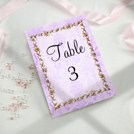 Shabby chic Lila Damask Wedding Bordsnummer
