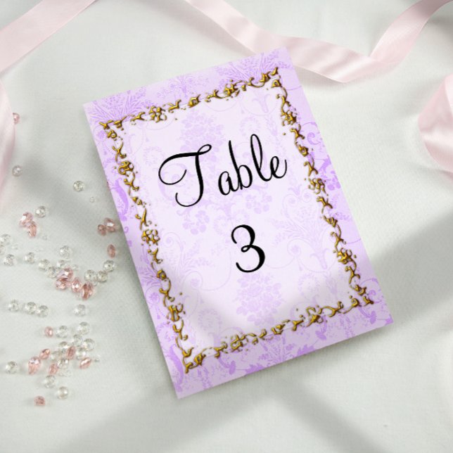 Shabby chic Lila Damask Wedding Bordsnummer (Skapare uppladdad)