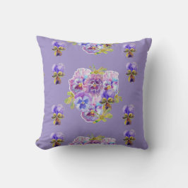 Shabby chic Lila Pansy Blommigt blommor Cushion Kudde