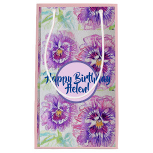 Shabby Chic lila penséblommor Blommig presentbag