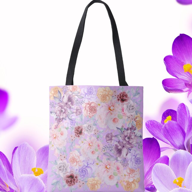 Shabby chic Lilac Blommigt Bouquet Tygkasse (Skapare uppladdad)
