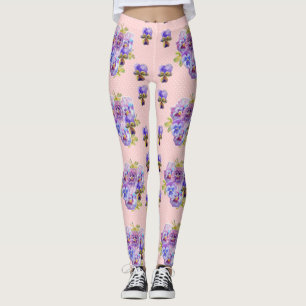Shabby chic Ljusa rosa bindningar till Dot Pansy B Leggings