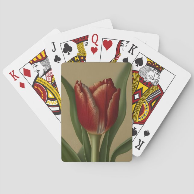 Shabby chic Loely Red Tulip Casinokort (Baksidan)