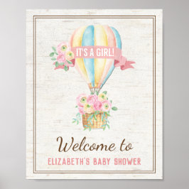 Shabby chic Luftballong Rosa Blommigt Shower Poster