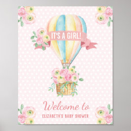 Shabby chic Luftballong Rosa Blommigt Shower Poster