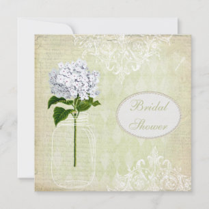 Shabby chic Mason Burk & Hydrangea Möhippa Inbjudningar