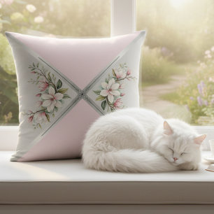 Shabby Chic Mjuk Rosa Magnolia Lyxig Boutique Kudde