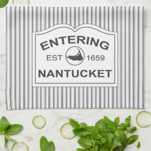 Shabby chic Nantucket undertecknar i svart- & Kökshandduk