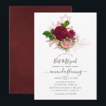 Shabby-Chic  och Burgundy Bat mitzvah Inbjudningar<br><div class="desc">Chic vintage  rosa och burgigt rosor bat mitzvah inbjudan med accenter från ro guld.</div>