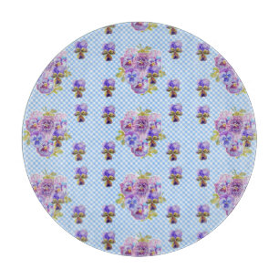 Shabby chic Pansy Blommigt Blue Gingham Checks