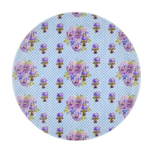 Shabby chic Pansy Blommigt Blue Gingham Checks (Framsidan)