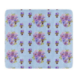 Shabby chic Pansy Blommigt Blue Gingham Checks