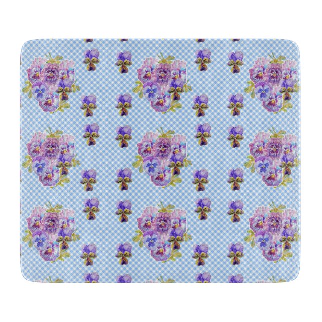 Shabby chic Pansy Blommigt Blue Gingham Checks (Framsidan)
