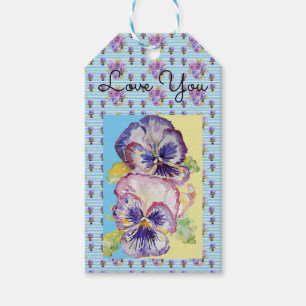 Shabby chic Pansy Blue Kärlek Du ger Märkre Presentetikett