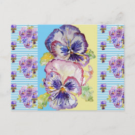 Shabby chic Pansy Pastel Blue Rand Art-vykort Vykort