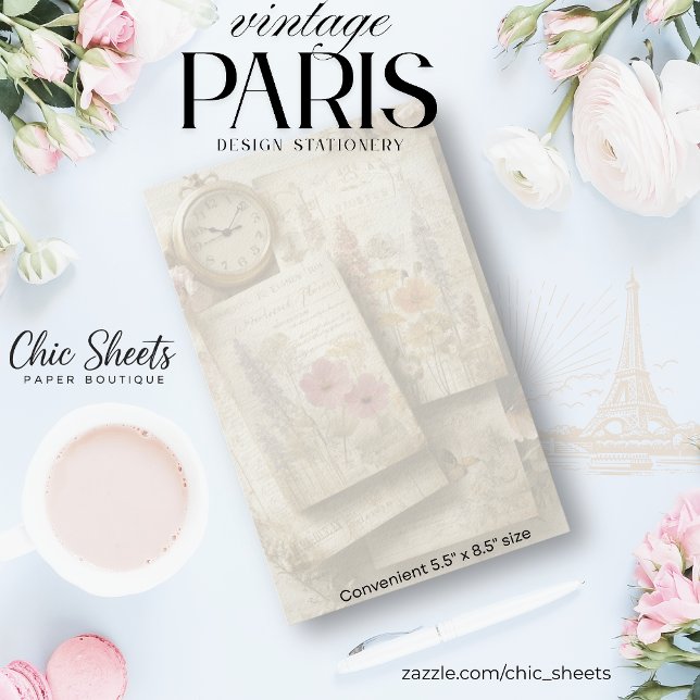 Shabby-Chic Paris Inspirerad Vintage Pappersvaror Brevpapper (Skapare uppladdad)