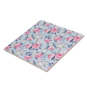 Shabby chic Pastel Rosa ros Mönster Kakelplatta