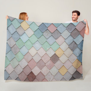 Shabby chic Pastel Tiles Fleecefilt
