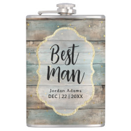 Shabby chic Pastel Wood Bröllop Best Man Fickplunta