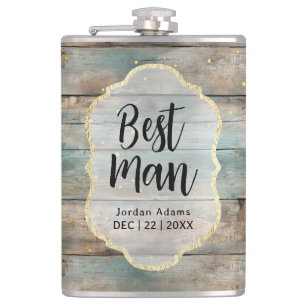 Shabby chic Pastel Wood Bröllop Best Man Fickplunta
