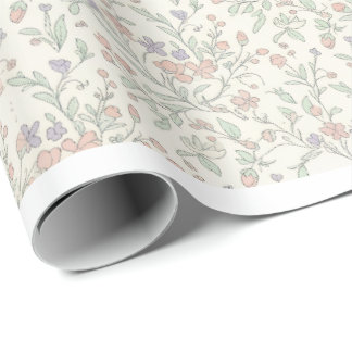 Shabby Chic Pastell Blommig Sömlös Inpackningspapp Presentpapper