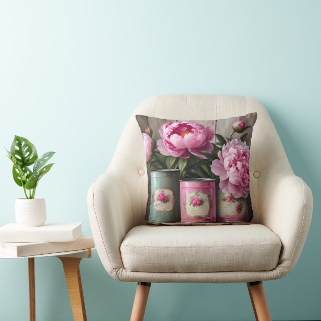 Shabby chic Peony Dekorativ kudde (Stol)