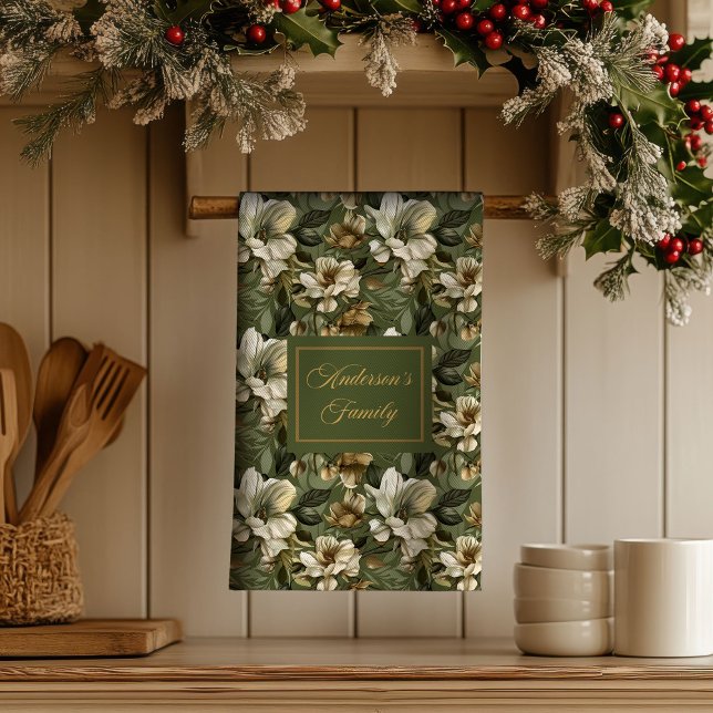 Shabby Chic Personlig Salvia Grön Handduk Accent Kökshandduk (Shabby Chic Personalized Sage Green Towel Accent)