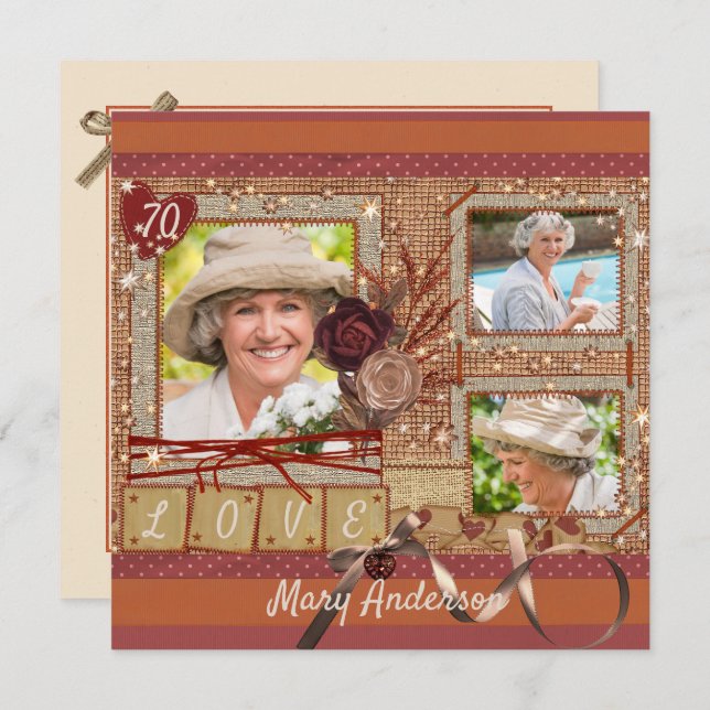 Shabby chic Photo Födelsedagsfest inbjudan (Fram/baksida)