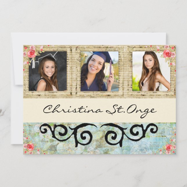 Shabby chic Photo Studenten Open House Inbjudan (Framsida)