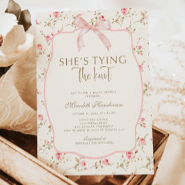 Shabby Chic Pink Bow Tying the Knot Bridal Shower Inbjudningar