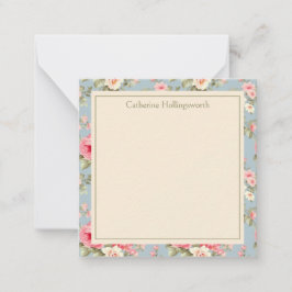 Shabby Chic Pink Peony Floral Personalized Anteckningskort