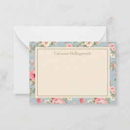 Shabby Chic Pink Peony Floral Personalized Anteckningskort