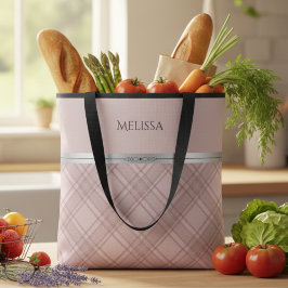 Shabby Chic Pink Vintage Plaid Pattern Feminine Tygkasse