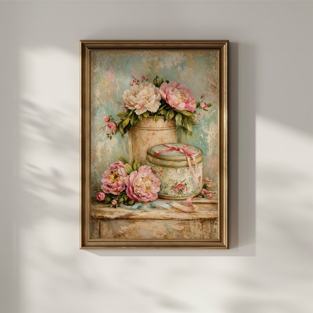 Shabby Chic-Pioner och Antik Plåtburk Poster (Skapare uppladdad)