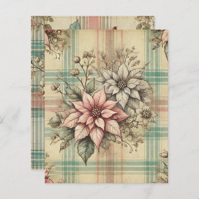 Shabby chic Play Poinsettias Scrapbook Papper (Fram/baksida)